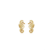 Gemnel wholesale luxury jewelry 925 sterling silver earrings gold plated sea horse stud earrings for women